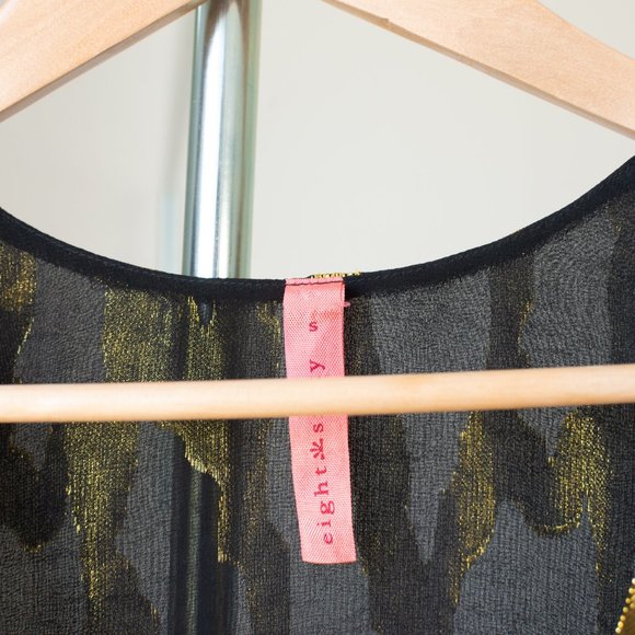 Black & Gold sleeveless blouse / tank Small - Picture 3 of 9